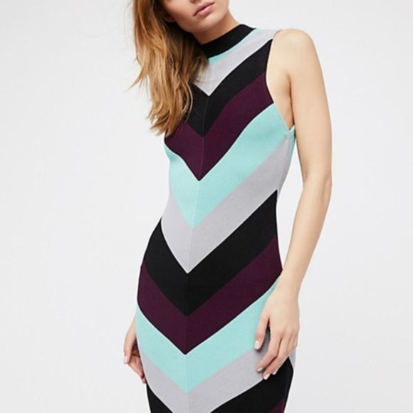 NWOT Free People I Got You Chevron Knit Dress - Picture 3 of 5